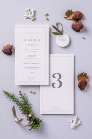 Birtdayparty, Letterpress Einladungskarte zum Geburtstag, modern, relief, Grillparty, Feste